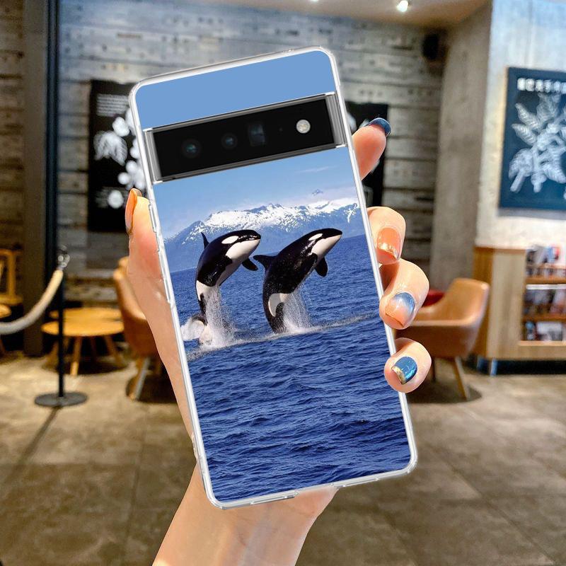 Orca Ocean Lovely Killer Whale Phone Case For Google Pixel 9 Pro XL 8 7 6 Pro 8A 7A 6A 5 4 5A 4A 3A XL 5G Soft TPU Clear Cover