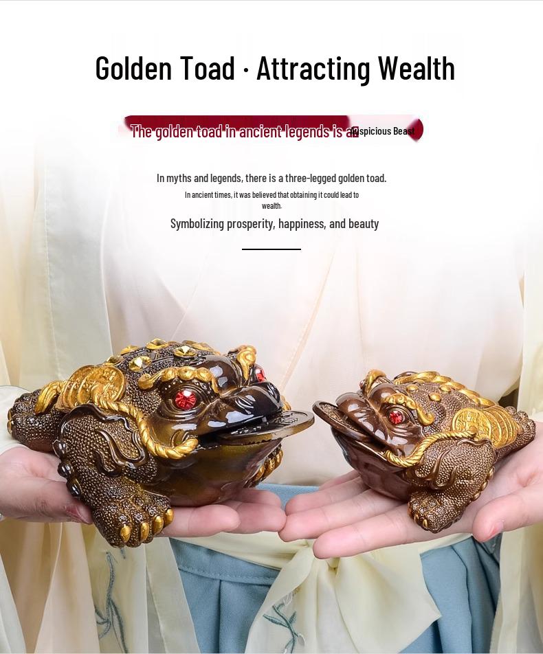 Golden Pixiu Color-Changing Toad Tea Pet Ornament for Gongfu Tea Set - Exquisite Collectible