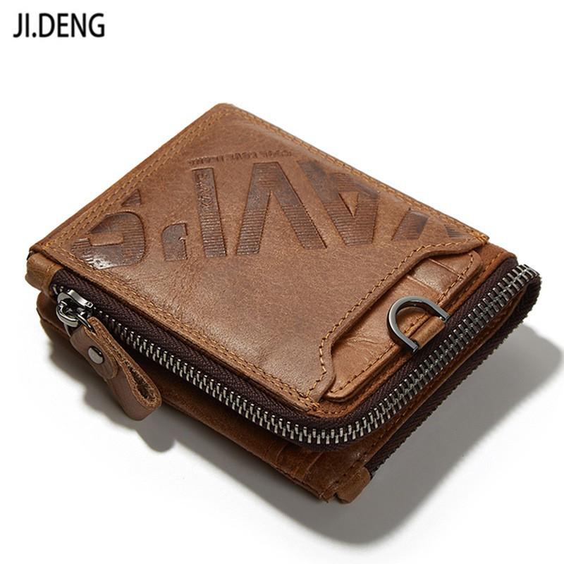 Real Cowhide Men's Short Wallets Fashionable Casual Zippers Wallet With Open Opening Multifunctional Change