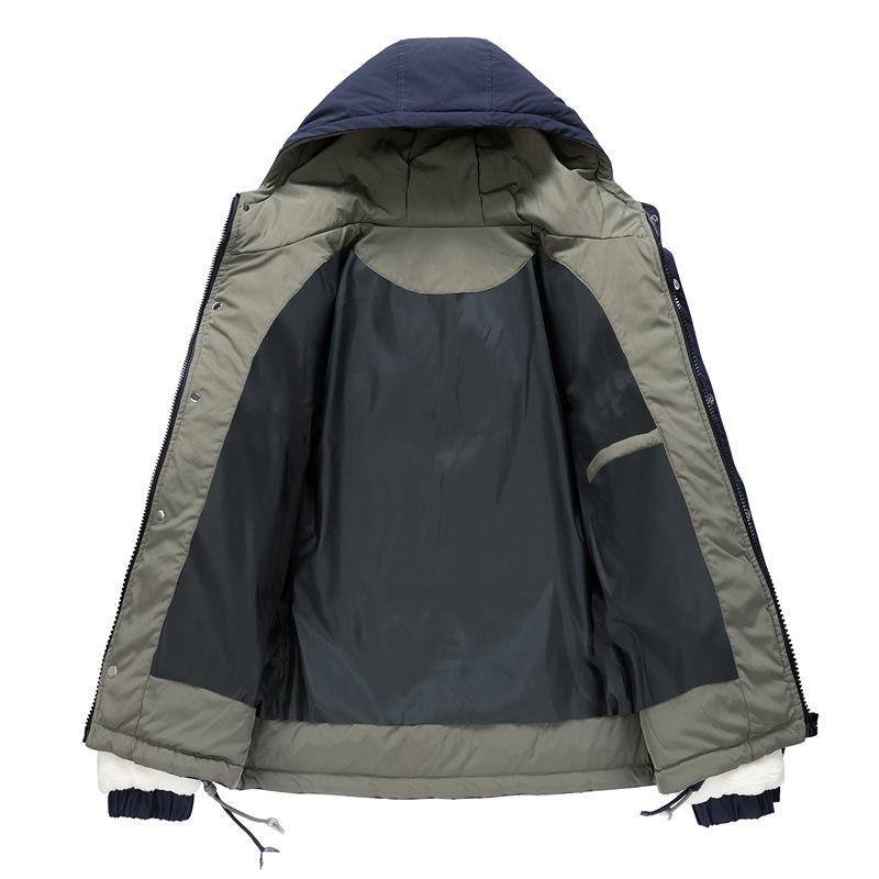 Lamb's Wool Hooded Cotton Coat Men and Women Paragraph Winter Thickened Thickening of The Cotton Clothing Loose Couples Paragraph Cotton-padded Jacket