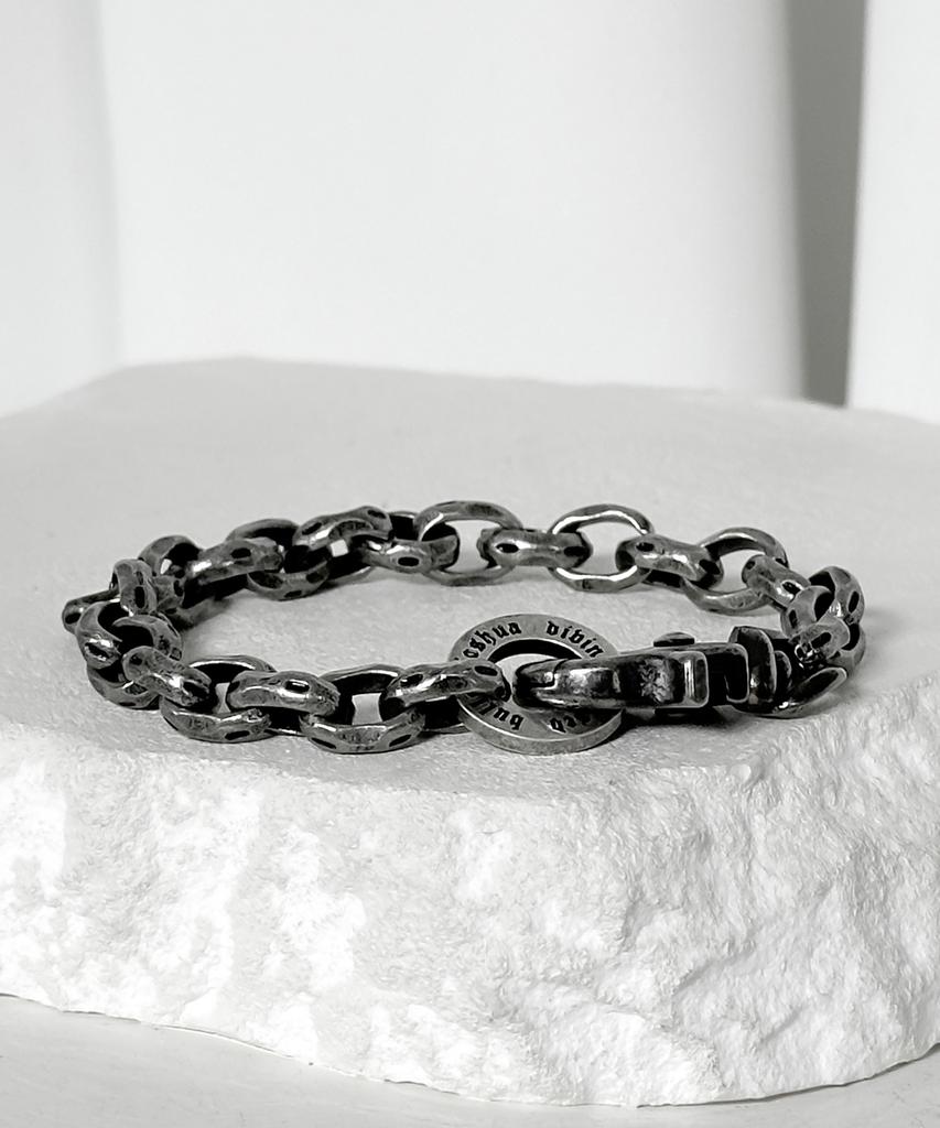 Blessed Bullet Rugged Ellipse Chain Bracelet_Dark Silver/Silver
