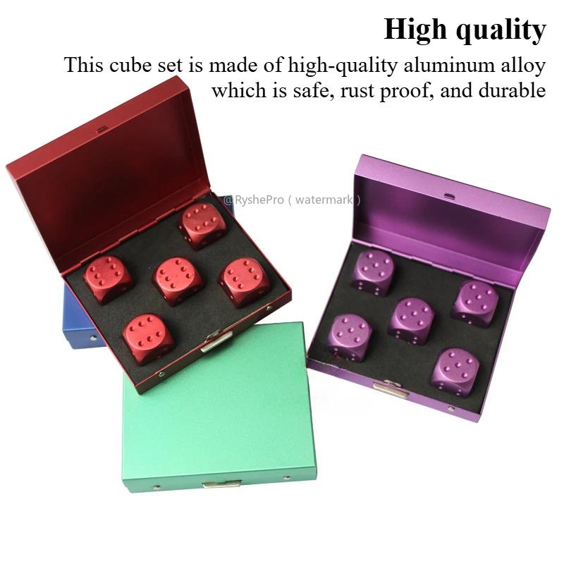 5 in1 Metal Dices with Precision Aluminum Alloy for Poker Party Game Rounded Corners Dice Set Toy Portable Dice Boyfriend Gift