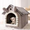 Cozy Pet House for Indoor Cats and Small Dogs, Removable Washable Pet Bed House with Soft Cushion, Warm Winter Pet Sleeping Nest