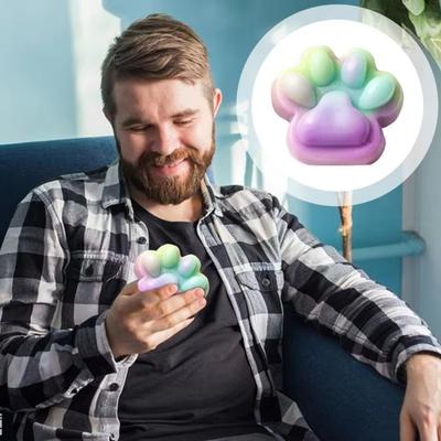 Regenbogen-Farbverlauf Katzenpfote Quetschspielzeug Ultra-großes Katzenpfoten-Knetspielzeug Cartoon Fidget Toy Kinder