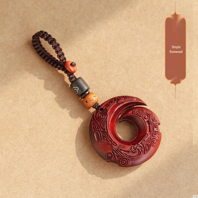 Creative Retro Purple Sandalwood Car Keychain - Men s Sandalwood Totem Key Hanger Ornament