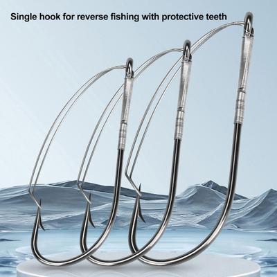 10 Pezzi Ami da Pesca con Ardiglione Alta Resistenza Antiruggine Resistenti alla Corrosione Acciaio ad Alto Carbonio Ami Singoli per Spigola