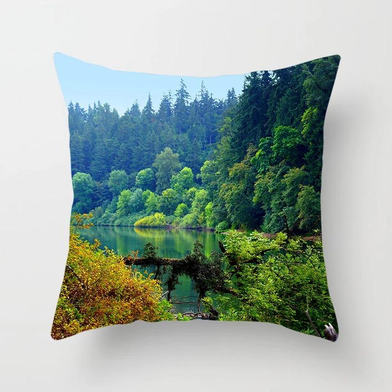 

Наволочка с рисунком пейзажа на открытом воздухе для автомобиля, украшения для офиса, гостиной, дома 40x40cm