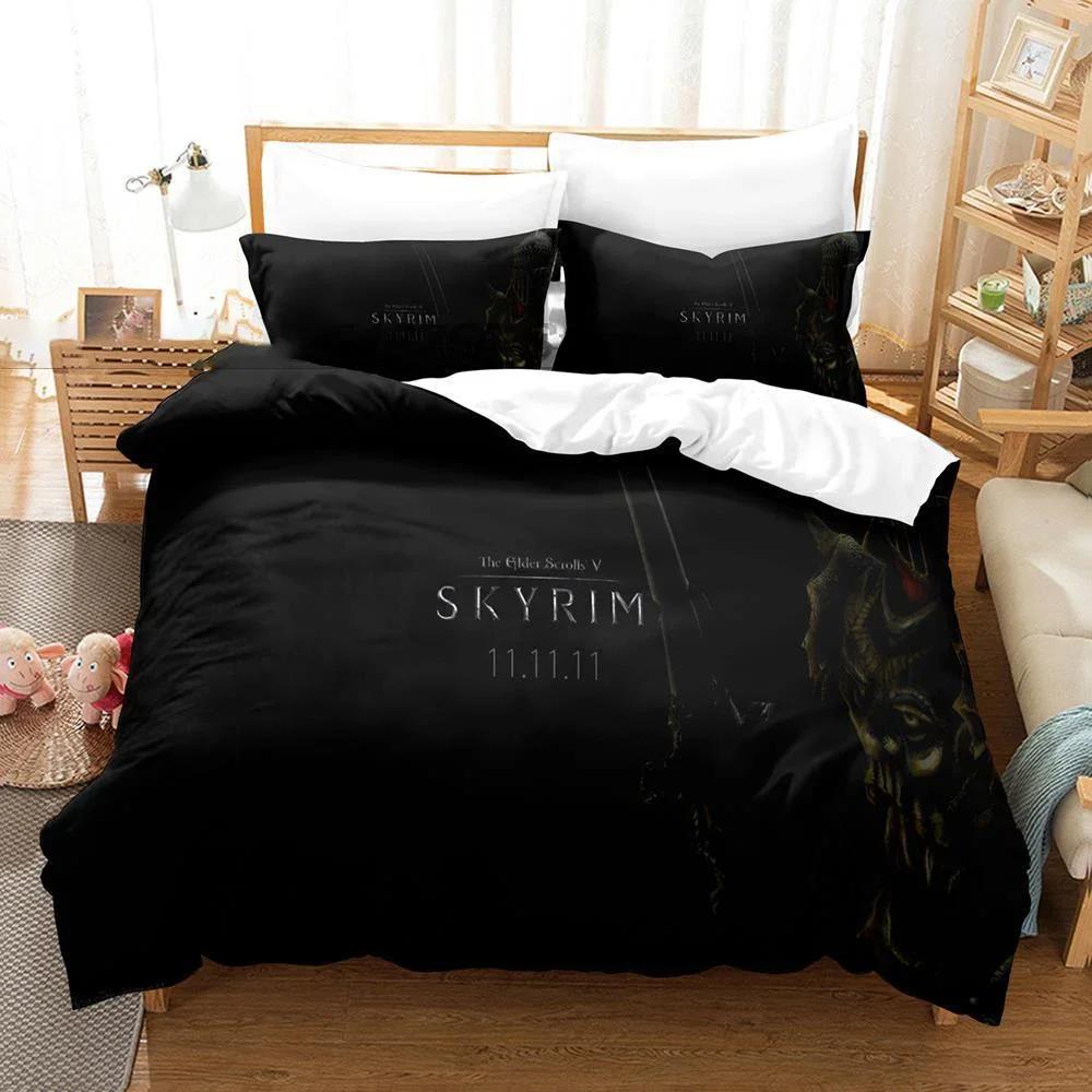 3D Printed Skyrim Bedding Set Elder Scrolls Duvet Cover Bedroom Comforter Covers Single Twin King Size Quilt Cover Home 2/3PCS