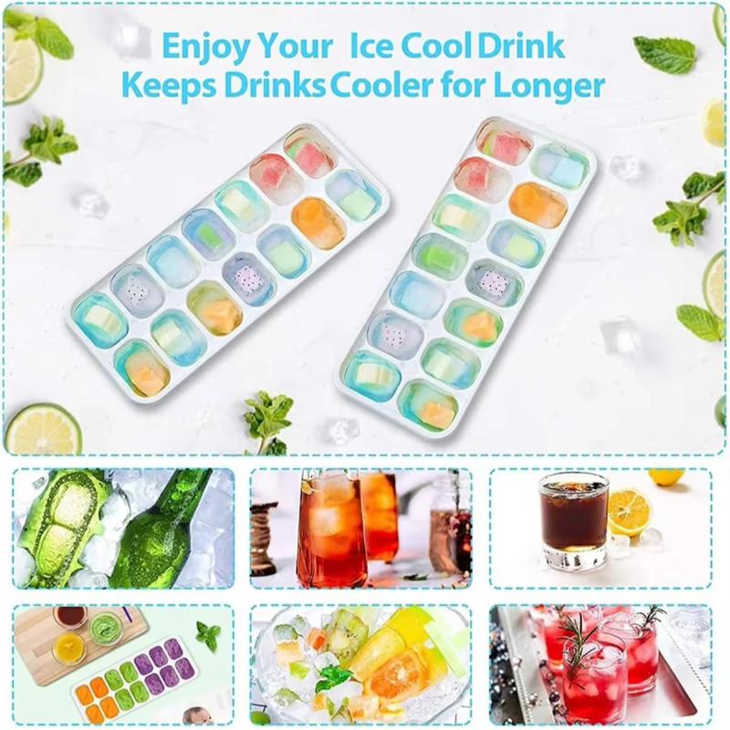14 Grids Fruit Ice Maker With Removable Ice Cube Trays Reusable Silicone Ice Cube Mold Lids Kitchen Tools Freezer Summer Mould