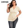 Letní dámské tričko Plus Size Tričko s výstřihem do V a krátkým rukávem