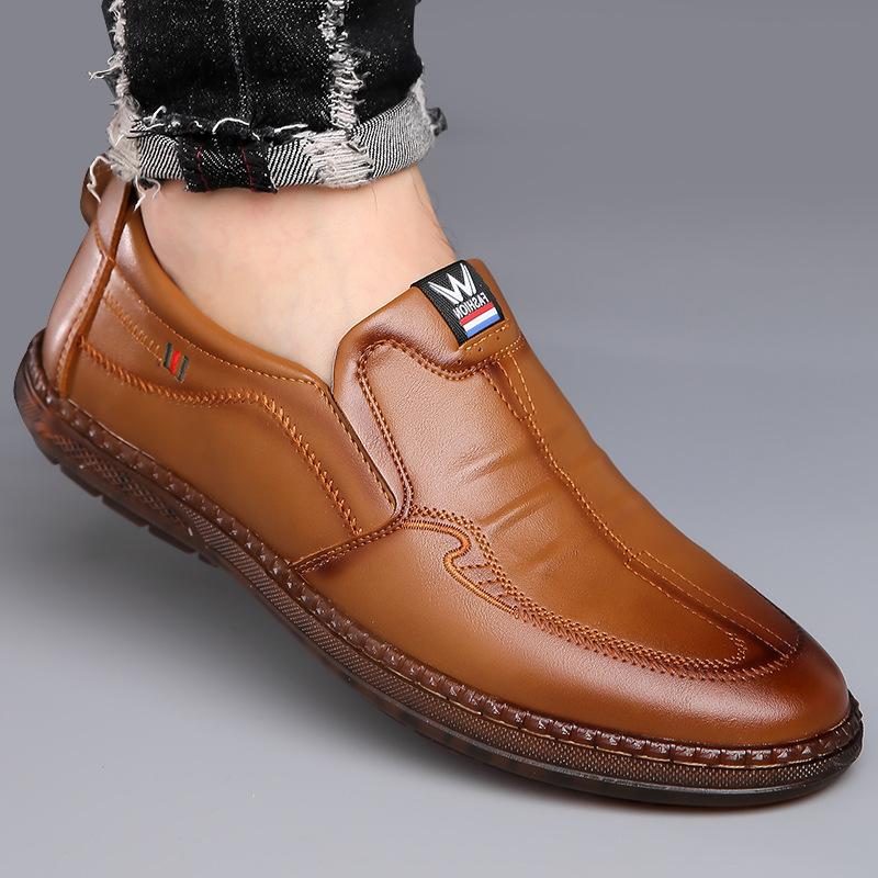 Cow tendon sole comfortable men's shoes autumn new soft-soled casual shoes pedal trend versatile non-slip men's leather shoes
