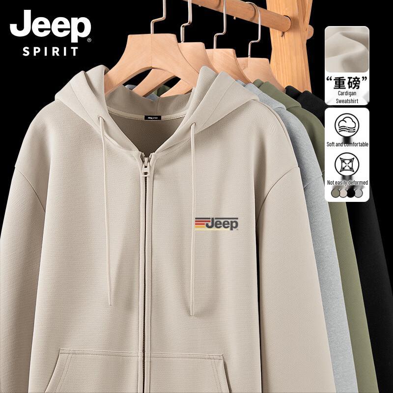 JEEP SPIRIT Men's Heavyweight Hooded Zip-Up Sweatshirt