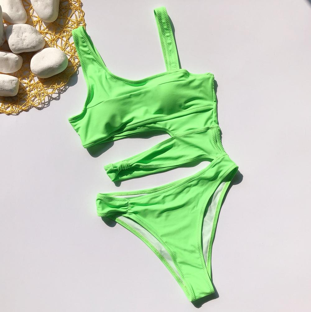 Sexy Women's Swimsuit Solid Color One Piece Swimsuit Hollow Bikini Brazil Beachwear 8 Colors