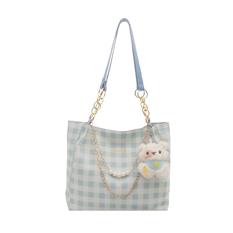 Plaid largecapacity bag women's new niche plaid tote bag fashion underarm shoulder messenger bag