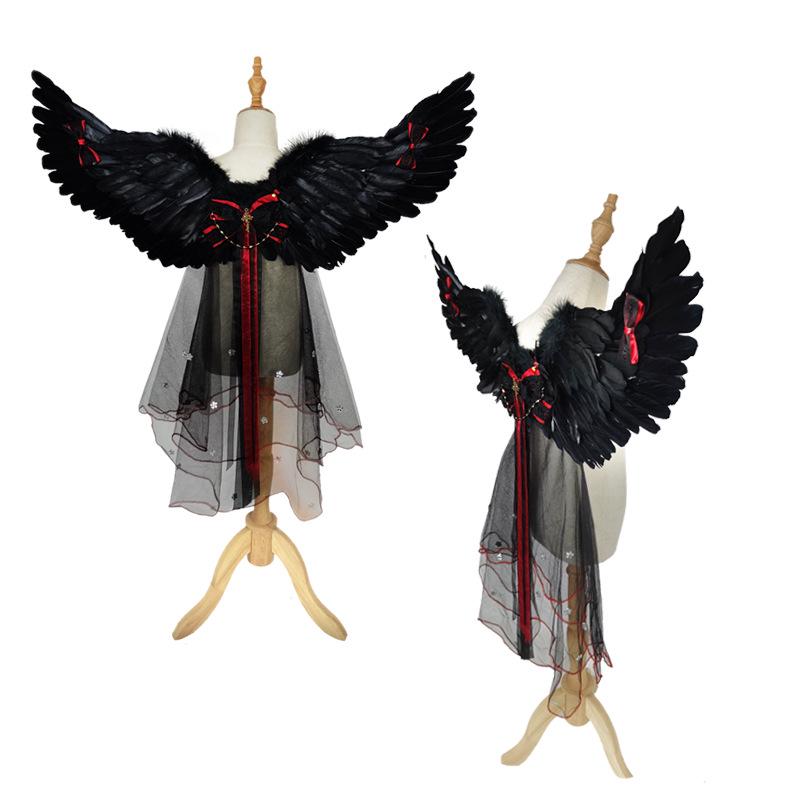 Halloween Angel & Demon Feather Wings Cloak - Costume Prop for Performances & Cosplay