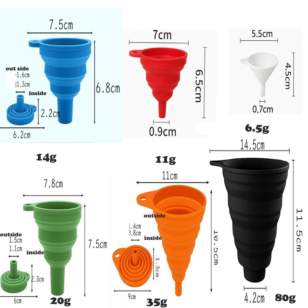 Kitchen Funnel Set Small and Large Kitchen Gadgets Accessories Foldable Silicone Collapsible Funnels for Filling Water Bottle Liquid Transfer