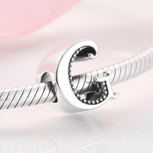 925 Sterling Silver Fashion Delicate A To Z Alphabet Letter Beads Fit Charms 925 Bracelets Bangles Diy Jewelry