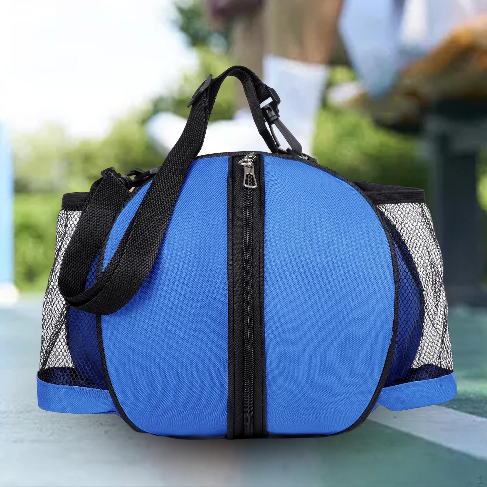 

Баскетбольная сумка-тоут с регулируемым ремнем и сетчатыми карманами Single Strap Blue