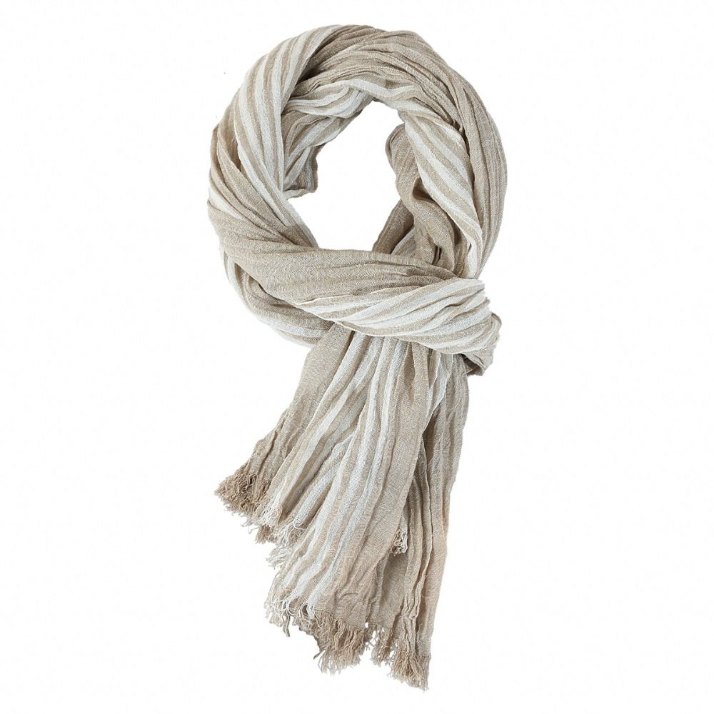 Cotton Linen Yarn-dyed Winter Men's Scarf Striped Neckerchief  Wrap Long Shawl  Autumn Winter Warm
