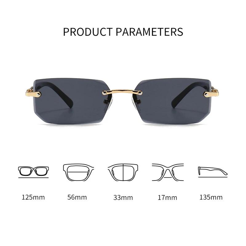 Retro Sunglasses Men Brand Designer Fashion Rimless Sun Glasses Shades Cutting Lens Ladies Frameless Eyewear
