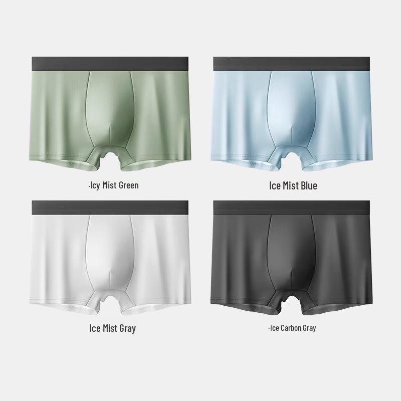 Men's Ice Silk Boxer Briefs: Plus Size, Breathable, Pure Cotton Crotch, Four-Corner Design