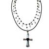 Black Rhinestone Cross Pendant Choker Necklace Gothic Double Layer Necklace Neck Jewelry  Girls