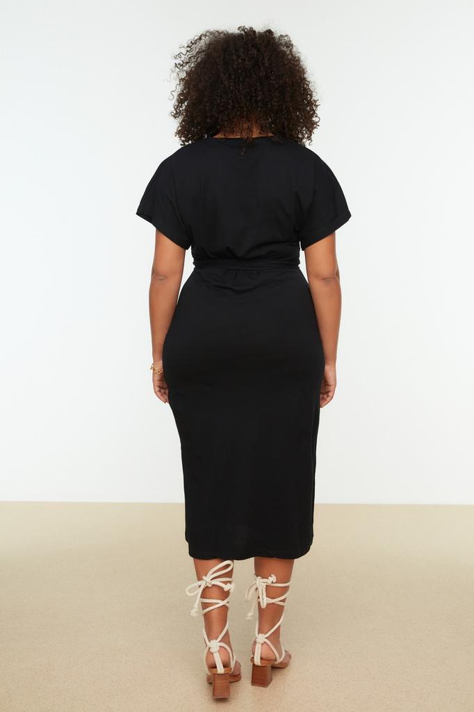 Modisches, lässiges, kurzärmliges Midi-Braun-A-Linien-Webkleid für Damen