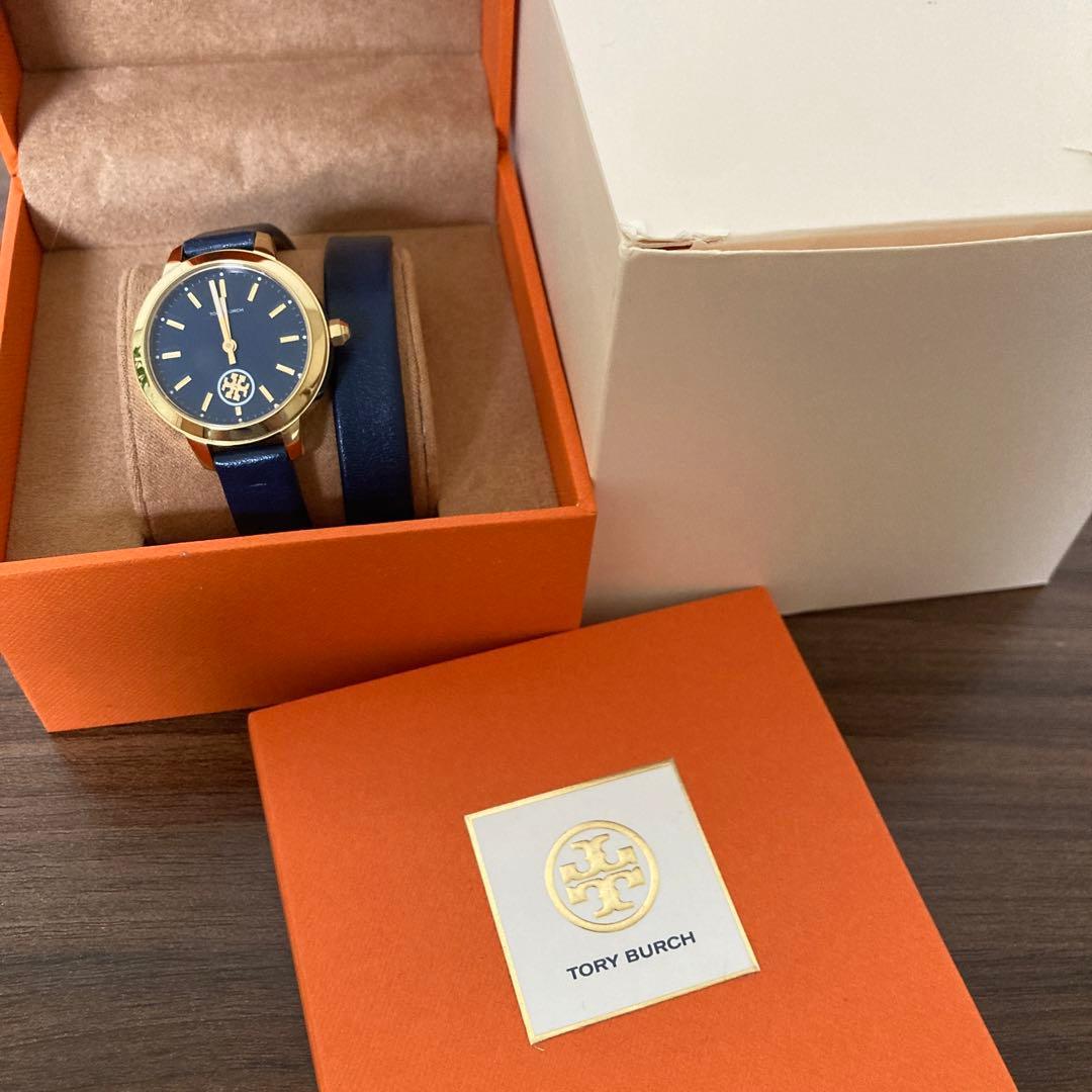 Used No battery TORY BURCH ladies watch navy gold