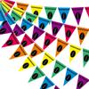 VitalCozy 5 Pcs Rainbow Crayon Pennant Banner Flags 49 Ft Colorful Back To School Hanging Banner Preschool Graduation Classroom Triangle Flags