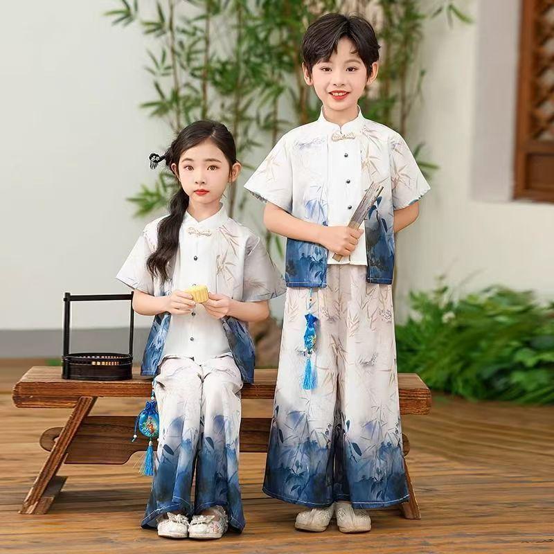 Kids' Traditional Hanfu Costume for Guzheng Performance – Ancient Tang Style for Girls and Boys’ Ceremony