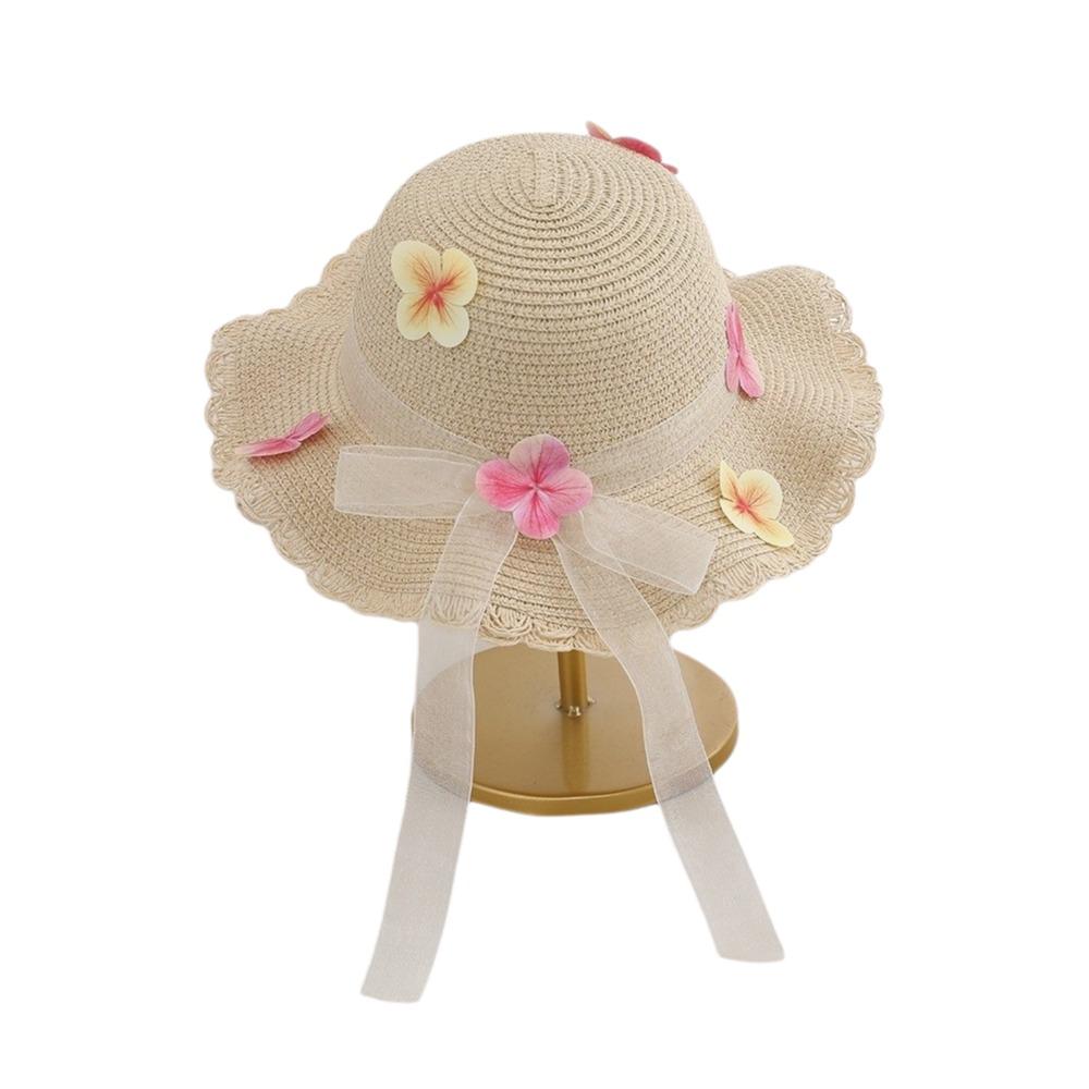 Butterfly Summer Children Beach Hats Lace Holiday Travel Beach Bags New Wide Brim Straw Hat