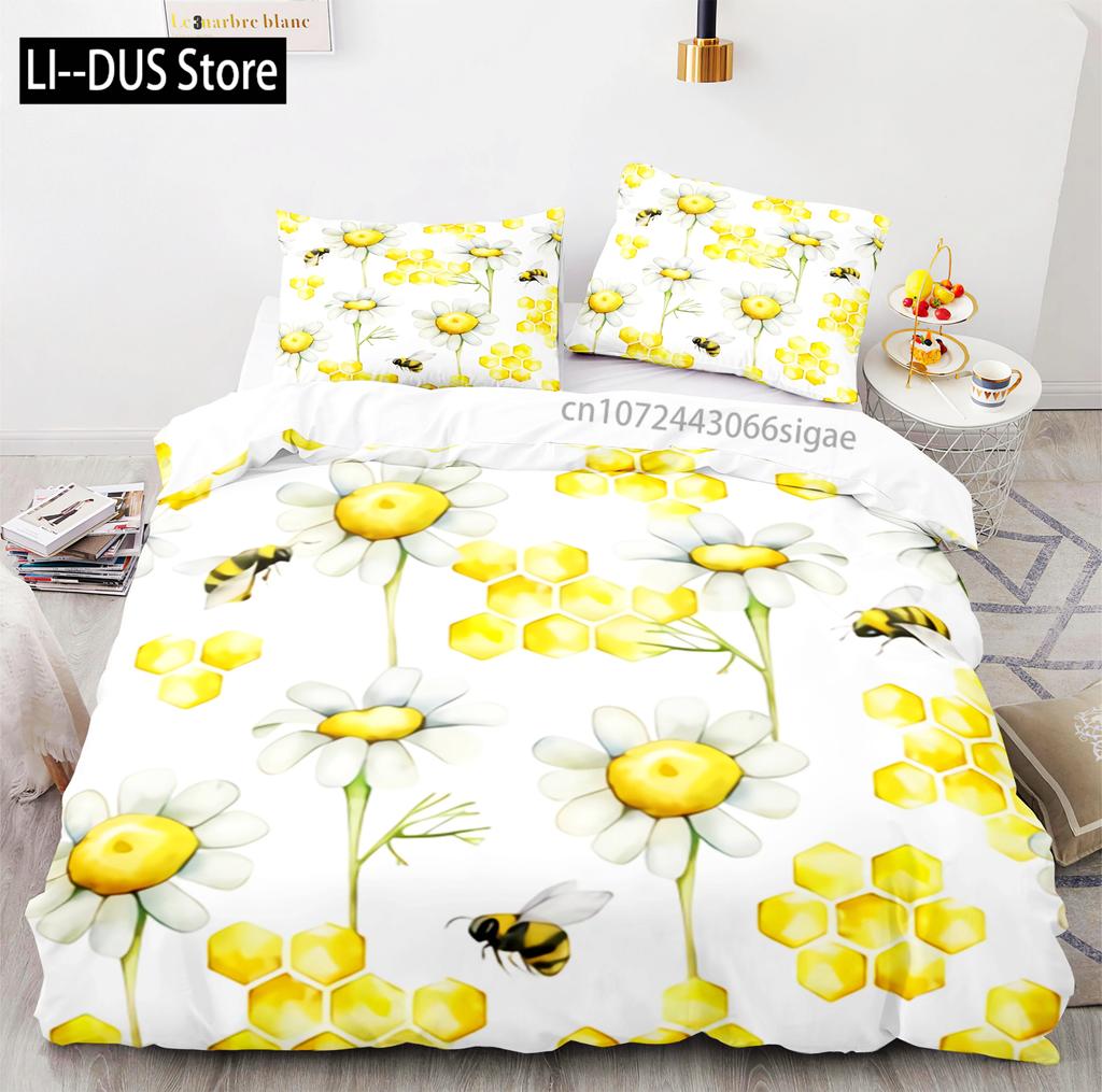 Hardworking Bee Bedding Set Single Twin Full Queen King Size Bee Bed Set Aldult Kid Bedroom Duvetcover Sets with Pillowcase