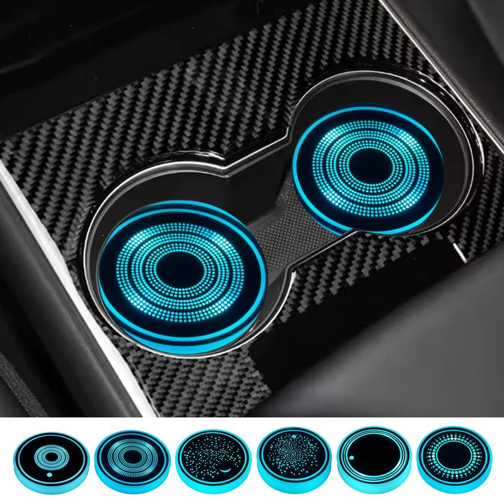 Car Cup Holder Mat USB Car Cup Coaster with LED Light Intelligent Sensor Vehicle Cup Holder Insert Coaster with Colors Changing