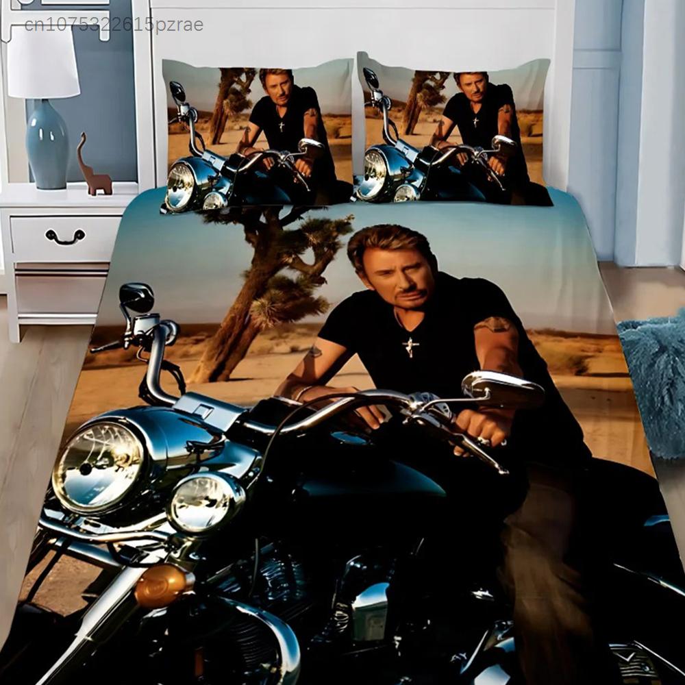 Rock Star Duvet Pillowcase Bedding Set Boy J-Johnny H-Hallyday Girl Bedroom Decoration Children Gift Single Double Large Size