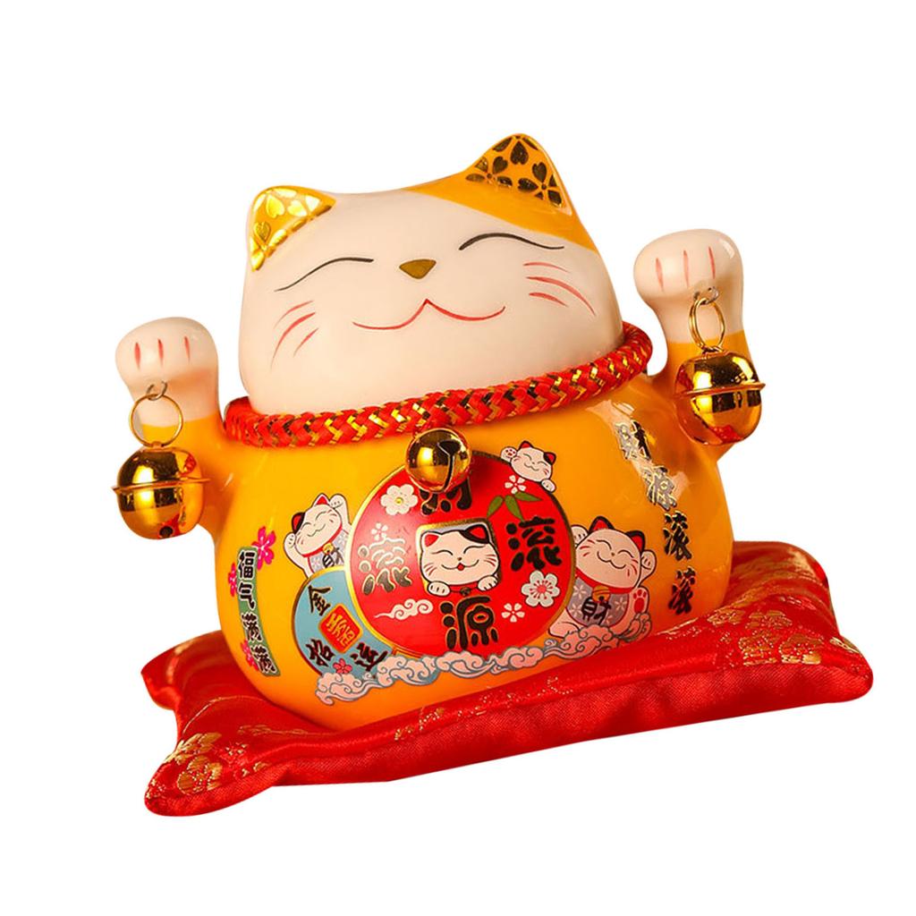 Lucky Cat Coin Bank 4.5in Exquisite Cute Bring Luck Good Ceramic Fortune Cat Saving Pot Desk Decoration