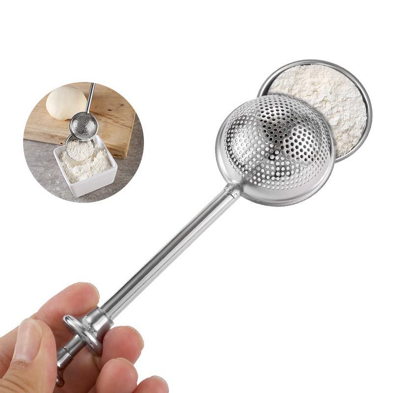 Stainless Steel Powder Shaker & Semi-Leaking Tea Ball Sifter – Ideal for Flour, Frosting, Sugar, and Powder.