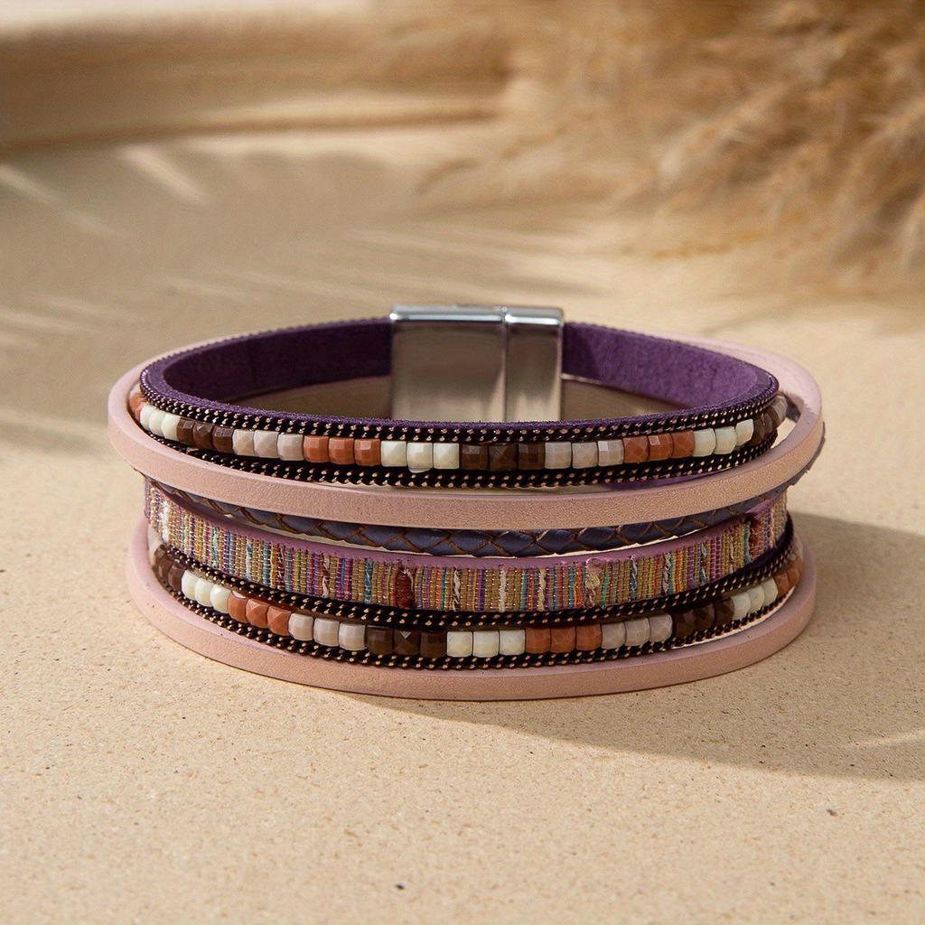 Hot and sexy leopard print magnetic buckle bracelet ins style design is sweet and cool exaggerated pu leather jewelry tide