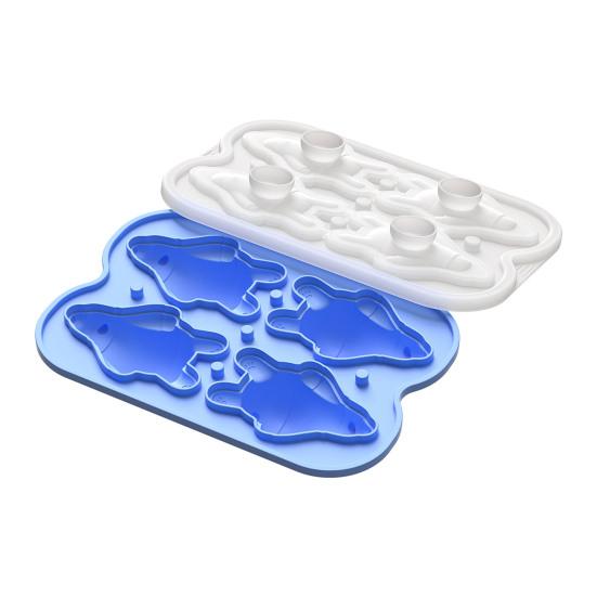 Eiswürfelform mit Deckel Liegender Bär Flexible Silikon-Eiswürfelform Auslaufsicher Stapelbarer Eiswürfel-Aufbewahrungsbehälter für die Heimbar