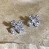 Silver Needle Butterfly Heart Earrings with Blue Gradient Drip - Elegant Autumn/Winter Studs