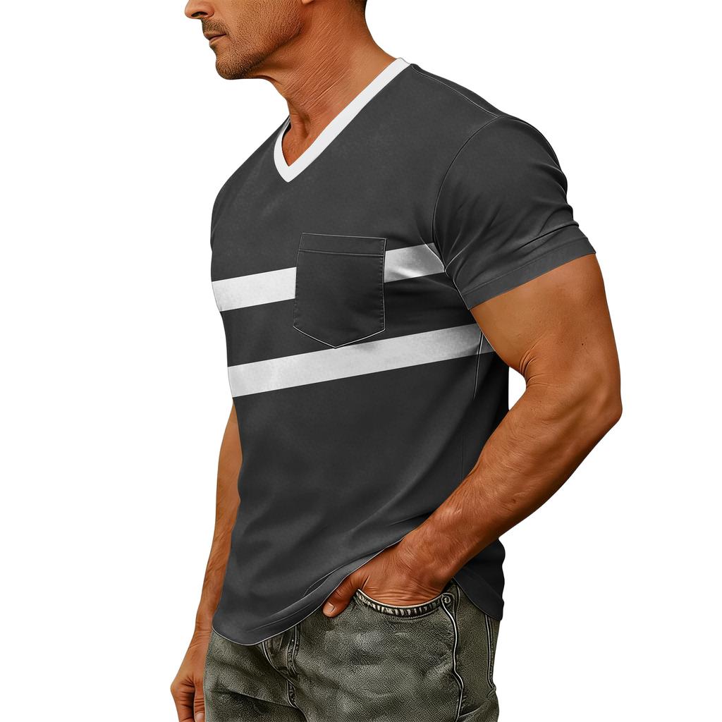 Men's Casual V-Neck Raglan Short-Sleeve Top