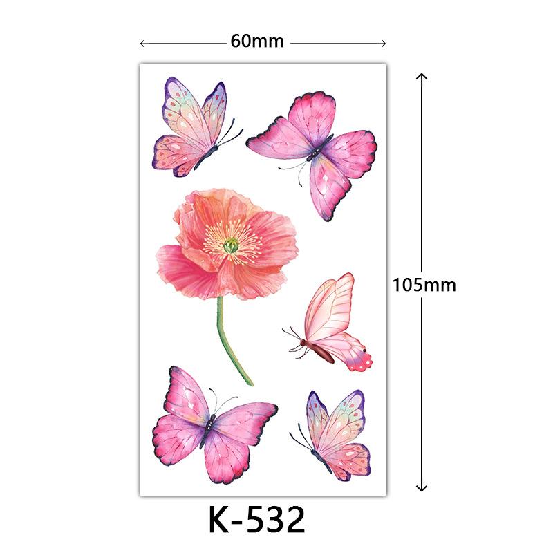 Small Fresh Tattoo Sticker, English, Alphabet Flower Butterfly Sketch Line, Waterproof Tattoo Sticker Tattoo