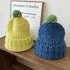 Small Fur Ball Pile Hat for Women Playful and Cute Small Knitted Woolen Hat Showing Face Warm Couple Style Ear Protection Cold Hat for Men