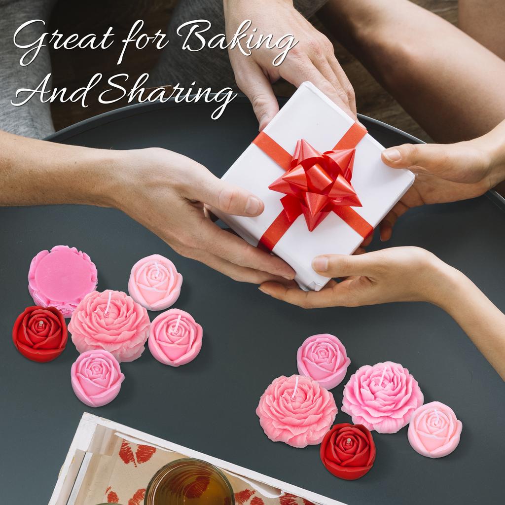 3 Pcs Flower Silicone Candle Molds, 3D Rose Peony Silicone Resin Soap Candle Molds Flower Fondant Cake Chocolate Mold, Candle