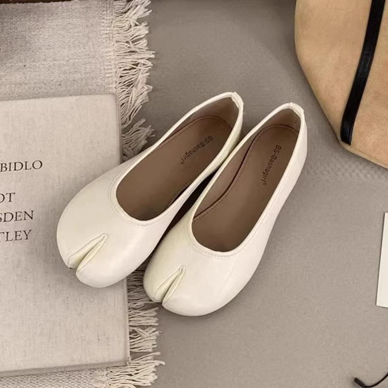 Fashion SUOJIALUN 2025 Spring New Brand Women Flat Shoes Fashion Split Toe Flat Ballet Shallow Slip On Female Casual Slip On Loafer Shoe