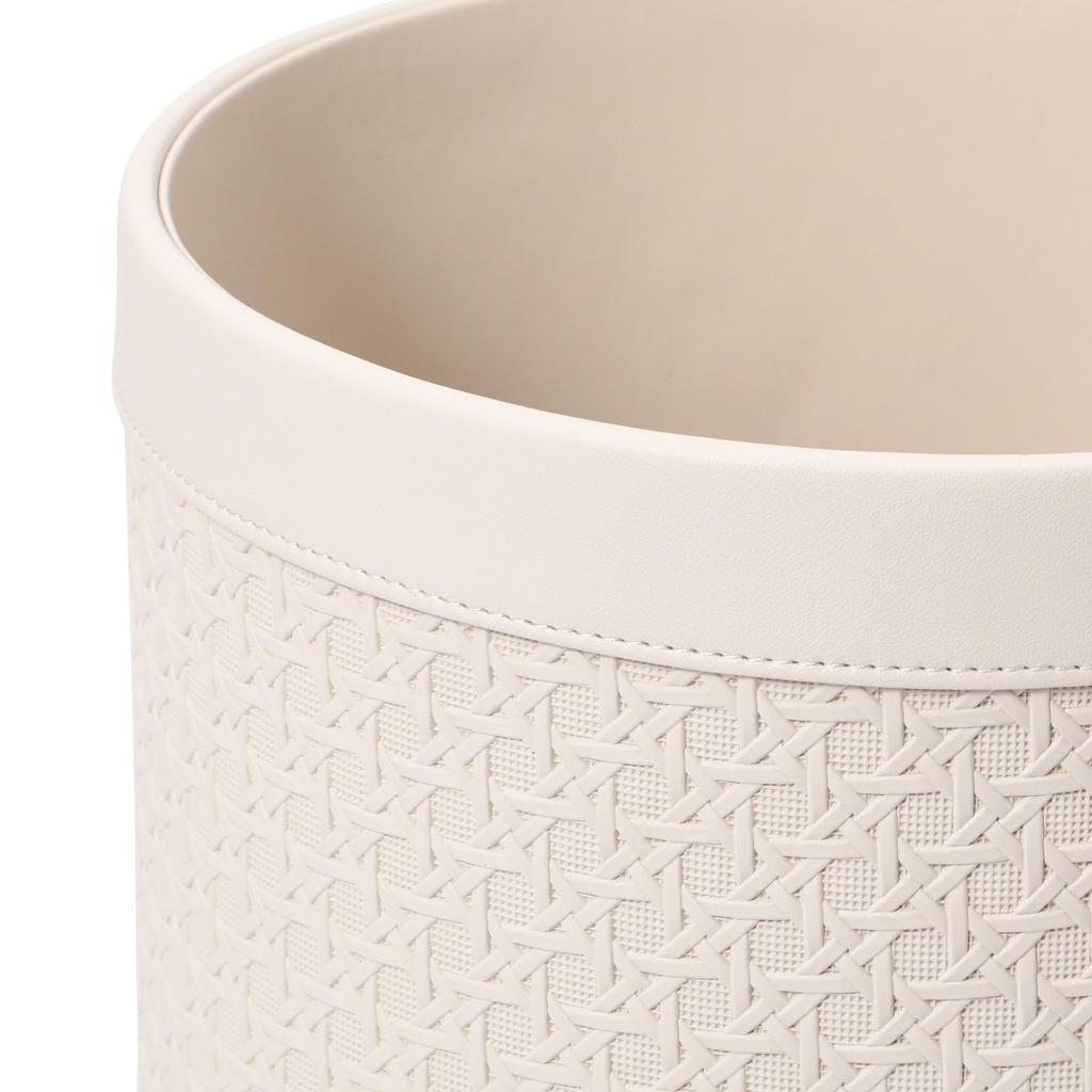 Francfranc Embossed Dustbin, Medium, Ivory, Stylish, Perfect for New Homes and Moving