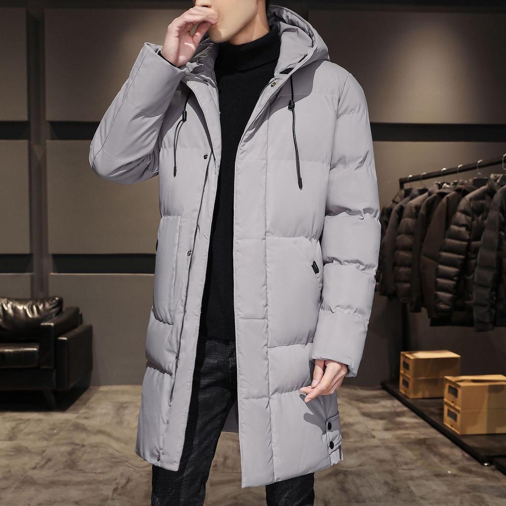 2026 Men's Korean-Style Mid-Length Thickened Winter Cotton Coat