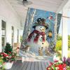 Christmas Snowman & Rabbit Double-Sided Garden Flag Polyester Seasonal Yard Banner, Outdoor Decorative Flag Without Need for Electricity (1PC)
