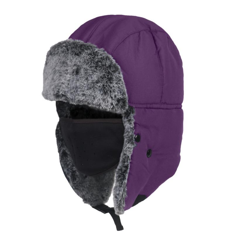 

Winter hat waterproof and windproof thickened ski hat warm imitation rabbit fur cold and breathable men s and women s ear caps L（58-60cm）