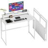 Folding Computer Desk with Monitor Stand, 100 x 48 x 87.5 cm, White