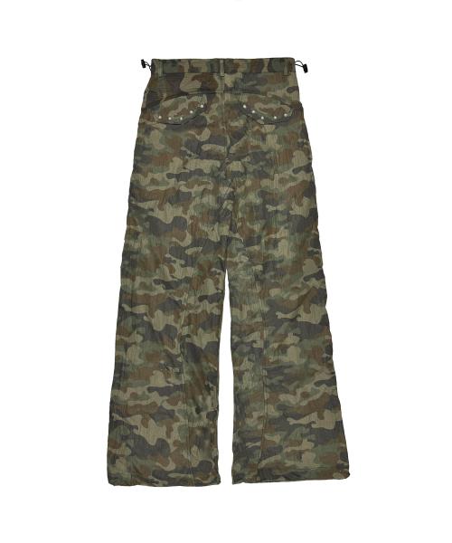 Tansanmageunesyum Nylon Wide Studded Cargo Pants (Camo Khaki)